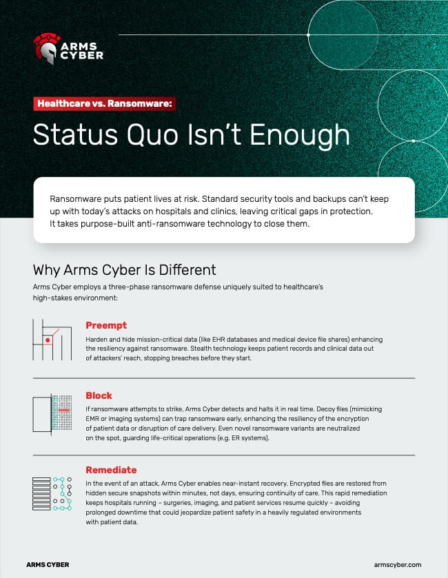 Healthcare vs. Ransomware One Pager — cover