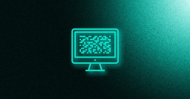 Glowing turquoise icon: Noise texture inside desktop monitor